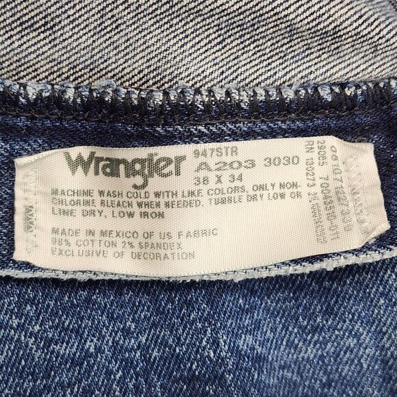 Wrangler Men’s 38x34 Straight Leg Jeans Medium Wash Distressed Y2K - Picture 9 of 11